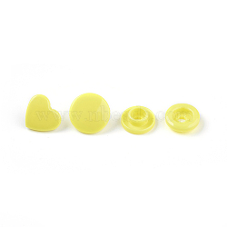 Resin Snap Button, Cotton-padded Clothes Coat Down Jacket Buckle, Heart, Yellow, 10~12x2~3mm(BUTT-WH0006-08D)