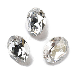 K9 Glass Rhinestone Cabochons, Pointed Back & Back Plated, Oval, Silver Shade, 10x8x3.5mm(GLAA-H034-06D-001SS)