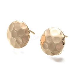 Iron Stud Earring Findings, Round, Real 18K Gold Plated, 12mm, Hole: 3mm, Pin: 1mm(KK-U038-02G-1)