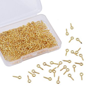 Iron Screw Eye Pin Peg Bails, For Half Drilled Beads, Golden, 10x4x1mm, Hole: 2mm, 300pcs/box