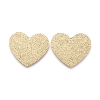 316 Surgical Stainless Steel Pendants, Textured, Heart, Golden, 15.5x18x0.8mm, Hole: 0.8mm