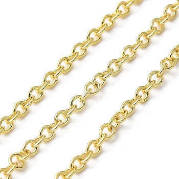 Brass Rolo Chains, Soldered, with Spool, Real 18K Gold Plated, 2.5x2x0.5mm