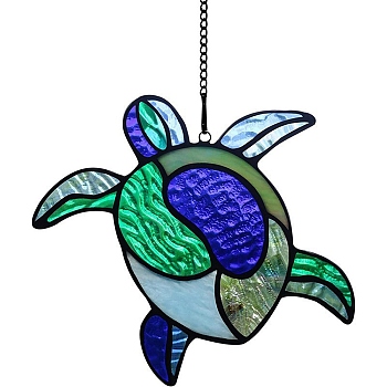 Sea Turtle Stained Acrylic Window Planel, for Suncatchers Window Home Hanging Ornaments, Colorful, 80mm