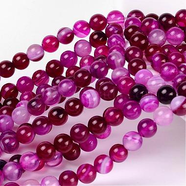 6mm Fuchsia Round Striped Agate Beads