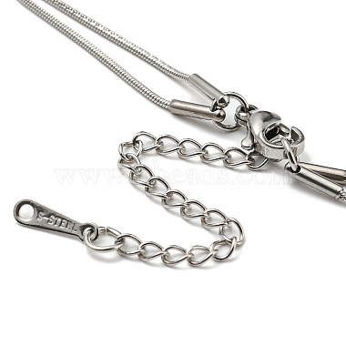 304 Stainless Steel Round Snake Chains Double Layer Necklaces(BJEW-K257-03P)-4