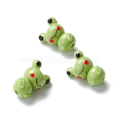Yellow Green Frog Lampwork Beads
