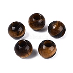 Natural Tige Eye Beads, Smooth Rondelle, Large Hole Beads, 20~20.5x17~18mm, Hole: 7.5~8.5mm(G-Q608-05D)