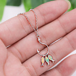 3-Fish & Fishhook Brass with Opal Pendant Necklaces, Platinum, White, 18.90 inch(48cm)(FS-WGC8170-02)