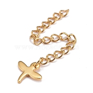 304 Stainless Steel Chain Extender, Curb Chain, with 202 Stainless Steel Charms, Dragonfly, Golden, 60mm, Link: 3.7x3x0.5mm, Dragonfly: 10x10.5x0.7mm(STAS-F268-33G)