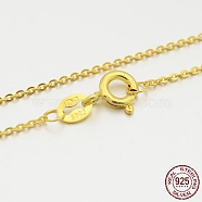 Sterling Silver Cable Chain Necklaces, with Spring Ring Clasps, Golden, 16 inch, 1.2mm(X-STER-M086-06A)
