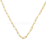 Rack Plating Brass Paperclip Chain Necklaces, Lead Free & Cadmium Free, Long-Lasting Plated, Real 18K Gold Plated, 16.14 inch(41cm)(NJEW-Q348-01G)