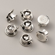 Tibetan Style Alloy Charms, Coffee Cup, Antique Silver, 15x13x8mm, Hole: 2.6mm(FIND-CJC0019-21AS)