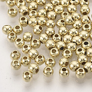 CCB Plastic Beads, for DIY Jewelry Making, Round, Golden, 3x2.5mm, Hole: 1.2mm, about 1850pcs/20g(X-CCB-N003-28A-G)