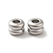 Brass Beads, Grooved Beads, Column, Real Platinum Plated, 4x3mm, Hole: 1.6mm(KK-H455-11P)