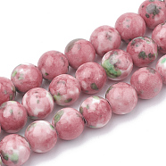 Dyed Natural Ocean White Jade Round Bead Strands, Pale Violet Red, 6mm, Hole: 1mm, about 62pcs/strand, 15.7 inch(G-R295-6mm-12)