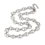 Non-Tarnish 304 Stainless Steel Teardrop Links Necklace for Women, Stainless Steel Color, 16.93 inch(43cm)(NJEW-B107-06P)