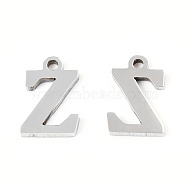 201 Stainless Steel Charms, Alphabet, Letter.Z, 8.5x6x1mm, Hole: 1mm(STAS-N091-176Z-P)