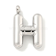 Non-Tarnish 304 Stainless Steel Pendants, Letter Charm, Stainless Steel Color, Letter H, 25.5x17x5.5mm, Hole: 3mm(STAS-C102-16P-H)