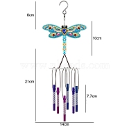 DIY Wind Chime Diamond Painting Kit, Including Resin Rhinestones Bag, Diamond Sticky Pen, Tray Plate and Glue Clay, Turquoise, 390x140mm(PW-WG16014-02)