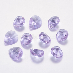 Faceted Glass Rhinestone Pendants, Imitation Austrian Crystal, teardrop, Violet, 10x8x4.5mm, Hole: 1.2mm(RGLA-F053-A-371)