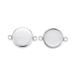 (Defective Closeout Sale: Scratched) 304 Stainless Steel Cabochon Connector Settings, Plain Edge Bezel Cups, Flat Round, Stainless Steel Color, Tray: 12mm, 19x14x2mm, Hole: 1.5mm(STAS-XCP0001-64)