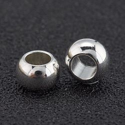 Brass Beads, Long-Lasting Plated, Rondelle, 925 Sterling Silver Plated, 6x3.5mm, Hole: 3mm(KK-H759-17B-S)