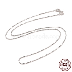 Rhodium Plated 925 Sterling Silver Box Chain Necklace for Women, Platinum, 16 inch(40.7cm), 0.75mm(NJEW-M190-02D-P)