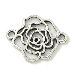 Tibetan Style Alloy Connector Charms, Flower Outline Links, Lead Free & Cadmium Free, Antique Silver, 13x16.5x1mm, Hole: 1.5mm(TIBE-I026-5983AS)