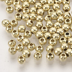 CCB Plastic Beads, for DIY Jewelry Making, Round, Golden, 3x2.5mm, Hole: 1.2mm, about 1850pcs/20g(X-CCB-N003-28A-G)