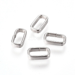 201 Stainless Steel Quick Link Connectors, Linking Rings, Closed but Unsoldered, Rectangle, Stainless Steel Color, 7.5x4.2x1.7mm, Inner Diameter: 6x2.7mm(STAS-L238-050D-P)