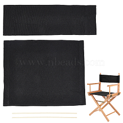 Cloth Chair Replacement, with 2 Wood Sticks, for Director Chair, Makeup Chair Seat and Back, Black, Cloth: 475~520x170~385x5~6mm, Stick: 381x6mm(FIND-WH0044-79F)