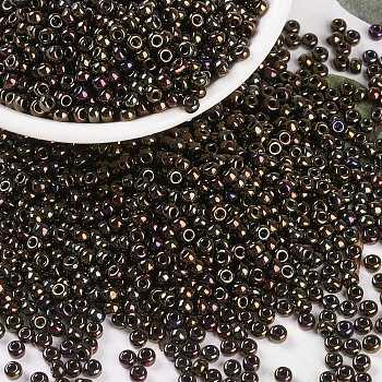 MIYUKI Round Rocailles Beads, Japanese Seed Beads, 8/0, (RR458) Metallic Brown Iris, 3mm, Hole: 1mm, about 2111~2277pcs/50g