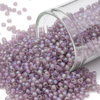 TOHO Round Seed Beads, Japanese Seed Beads, (166F) Transparent AB Frost Light Amethyst, 11/0, 2.2mm, Hole: 0.8mm, about 1110pcs/bottle, 10g/bottle