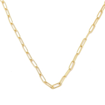 Rack Plating Brass Paperclip Chain Necklaces, Lead Free & Cadmium Free, Long-Lasting Plated, Real 18K Gold Plated, 16.14 inch(41cm)