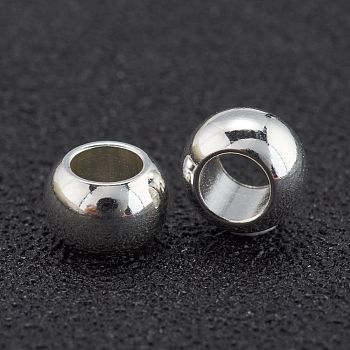 Brass Beads, Long-Lasting Plated, Rondelle, 925 Sterling Silver Plated, 6x3.5mm, Hole: 3mm