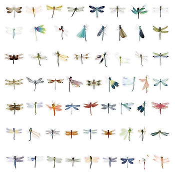 Original Dragonfly Graffiti Stickers 50Pcs Cute Insect Decorations For Cars Gift Box Shop Windows Glass Waterproof Die-Cut Stickers, Colorful, 51~65mm