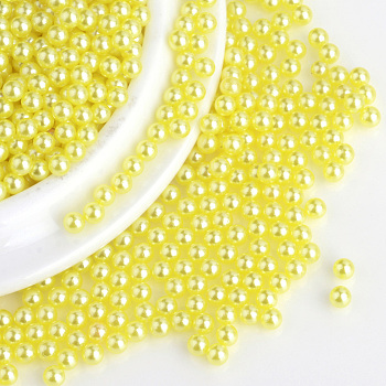 Imitation Pearl Acrylic Beads, No Hole, Round, Champagne Yellow, 3mm, about 10000pcs/bag