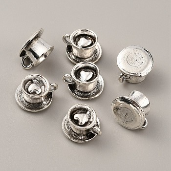 Tibetan Style Alloy Charms, Coffee Cup, Antique Silver, 15x13x8mm, Hole: 2.6mm