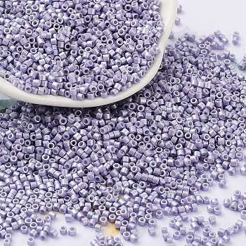 Baking Paint Glass Seed Beads, Cylinder, Lavender, 2x1.5mm, Hole: 1mm, about 5599pcs/50g