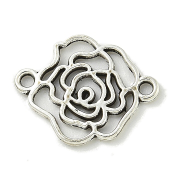 Tibetan Style Alloy Connector Charms, Flower Outline Links, Lead Free & Cadmium Free, Antique Silver, 13x16.5x1mm, Hole: 1.5mm