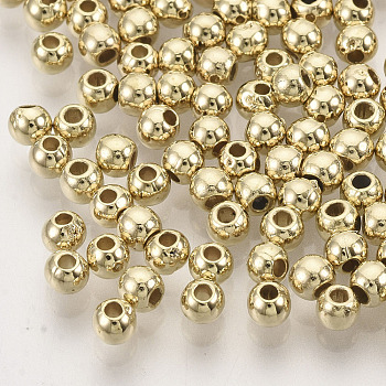 CCB Plastic Beads, for DIY Jewelry Making, Round, Golden, 3x2.5mm, Hole: 1.2mm, about 1850pcs/20g