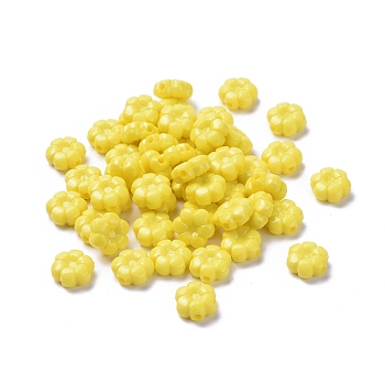Opaque Acrylic Flower Beads, Yellow, 10x5mm, Hole: 1.5mm, about 1560pcs/500g