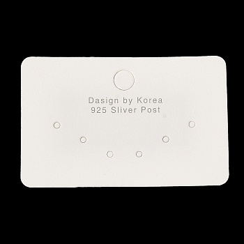 Paper Jewelry Display Cards with Hanging Hole, Earring Stud Display Cards, Rectangle, WhiteSmoke, 4.5x7x0.05cm, Hole: 7mm and 2.5mm 