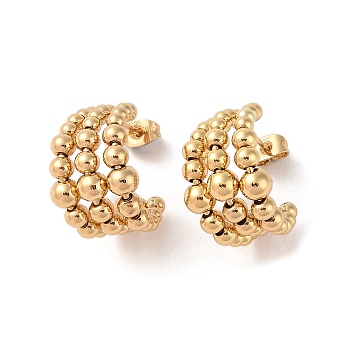 304 Stainless Steel Stud Earrings, for Women, PVD Vacuum Plating, C-Shaped, Golden, 20.5x14.8mm