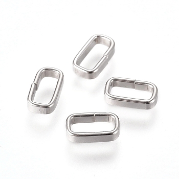 201 Stainless Steel Quick Link Connectors, Linking Rings, Closed but Unsoldered, Rectangle, Stainless Steel Color, 7.5x4.2x1.7mm, Inner Diameter: 6x2.7mm