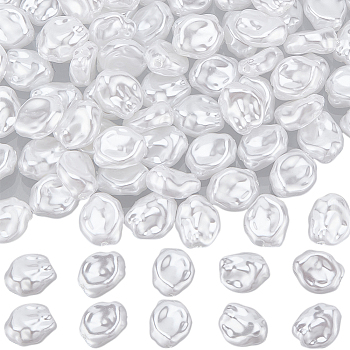 1 Strand ABS Plastic Imitation Pearl Beads Strands, Nuggest, Snow, 12~12.5x10.5x6mm, Hole: 1.2mm, about 90pcs/strand, 44.29 inch(112.5cm)