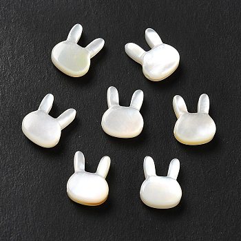 Natural White Shell Beads, Rabbit, White, 9x7x3mm, Hole: 0.9mm