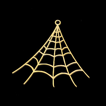 Vacuum Plating 201 Stainless Steel Pendants, Laser Cut, Spider Web, Golden, 33.5x36x1mm, Hole: 1.5mm
