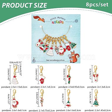 nbeads 8個 8 スタイルのクリスマステーマ合金エナメルペンダント装飾(HJEW-NB0001-47)-6