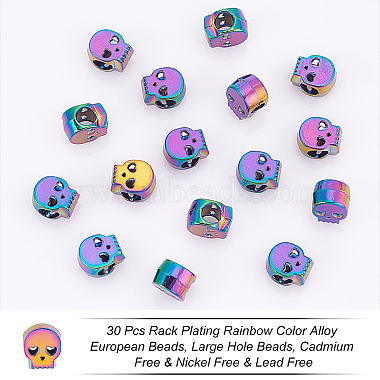 30Pcs Rack Plating Rainbow Color Alloy European Beads(PALLOY-NB0003-87)-4